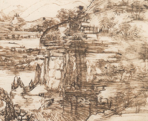 Leonardo da Vinci, Paesaggio con fiume